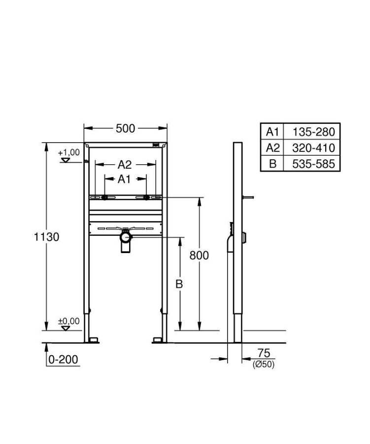 Grohe Rapid SL 38557001 инсталляция для раковины