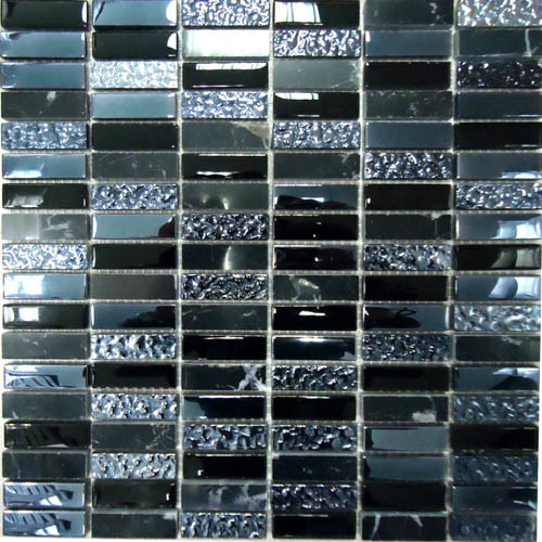 Bonaparte Super Line (black) 30х30 см мозайка стеклянная с камнем серо черная