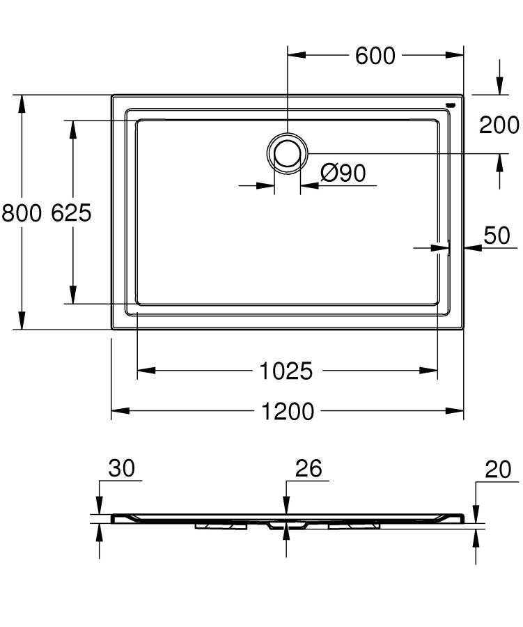 Grohe Universal 39305000 120*80 душевой поддон акриловый