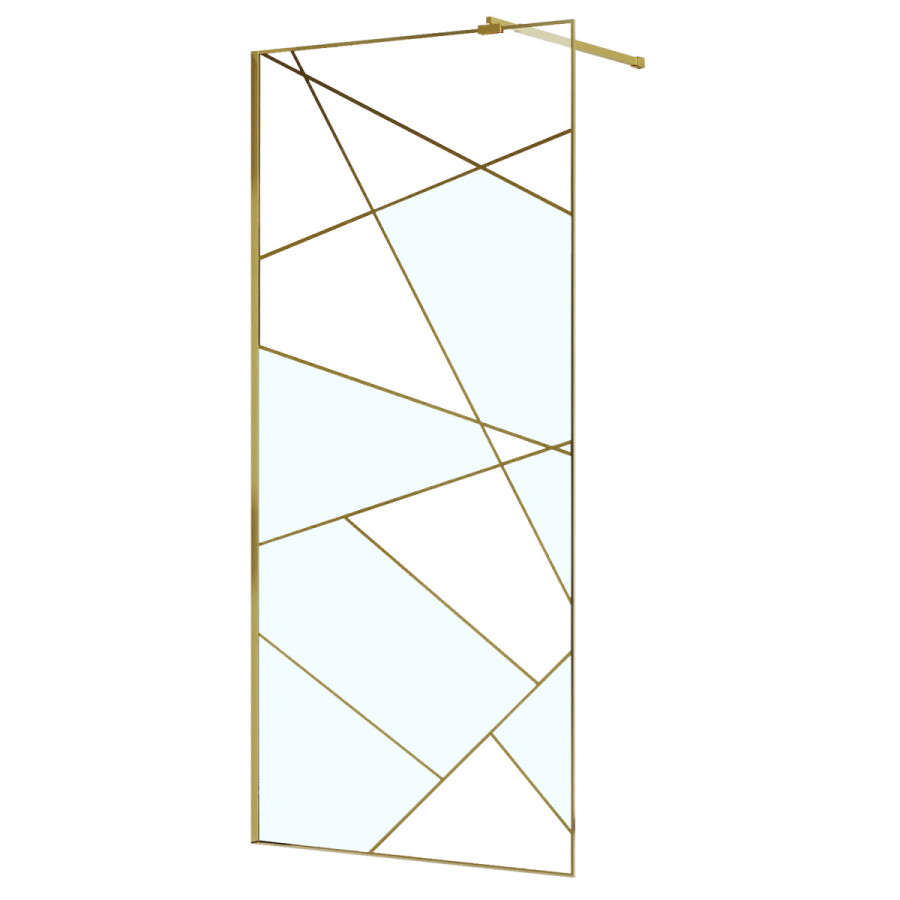 Душевая перегородка Azario Walk-in 1200x1950 в рамке, графический принт, толщина стекла 8 мм, профиль брашированное золото AZ-271-120-BGL-CGP