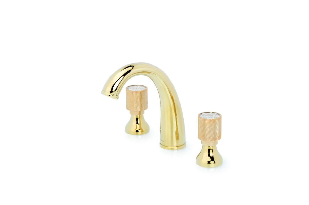 Смеситель для раковины на 3отв. Boheme Royal Cristal Золото 297-Royal/CRST