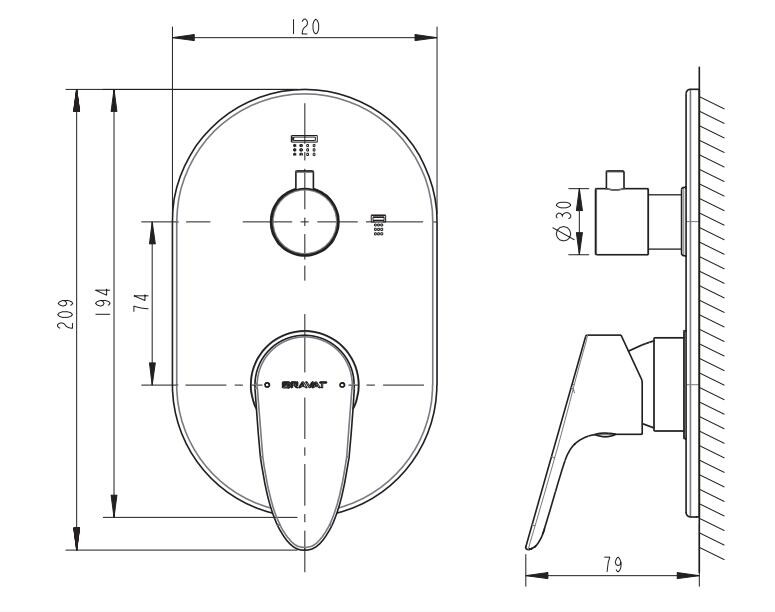 Bravat Drop P69190C-2-RUS смеситель для ванны хром