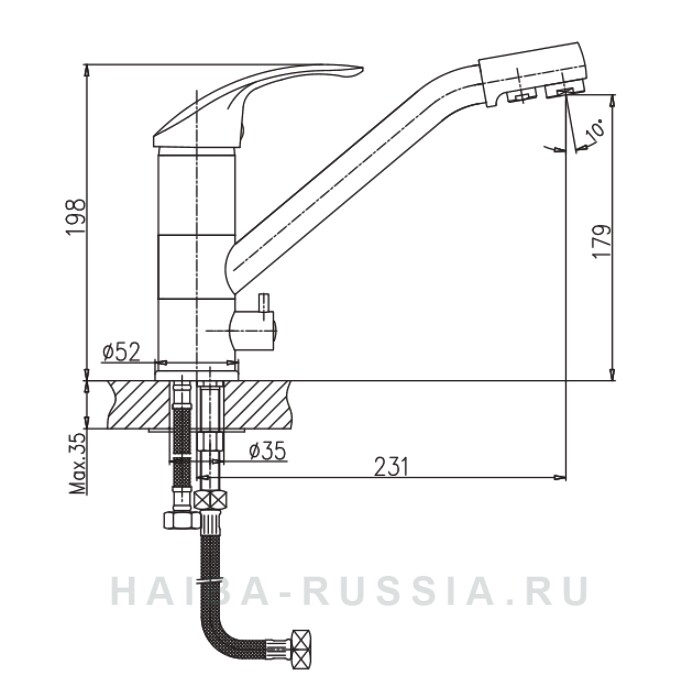 Haiba HB4321-5 смеситель для кухни сатин