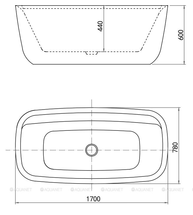 Aquanet Family Fine 170*78 ванна акриловая овальная Matt Finish 260051