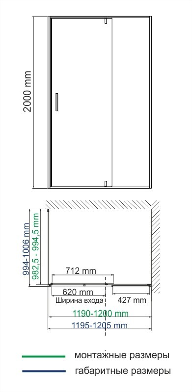 WasserKRAFT Neime 19P10 душевое ограждение 120*100*200