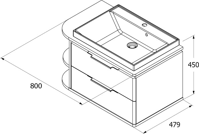 Iddis Calipso 80 тумба с раковиной CAL80W0i95K подвесная L