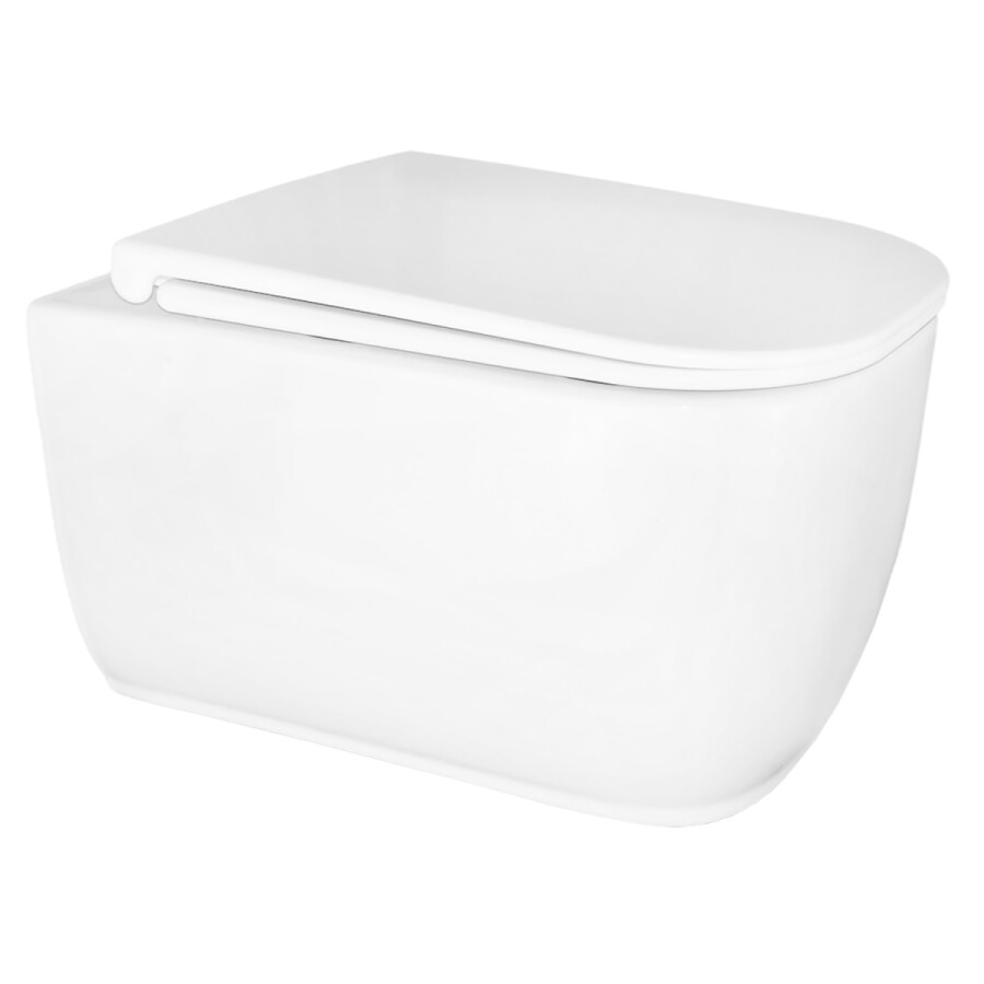 Унитаз подвесной Azario RIANO 350х490х350 безободковый, слив "Скрытое Торнадо", с быстросъемным сиденьем микролифт AZ-2808E