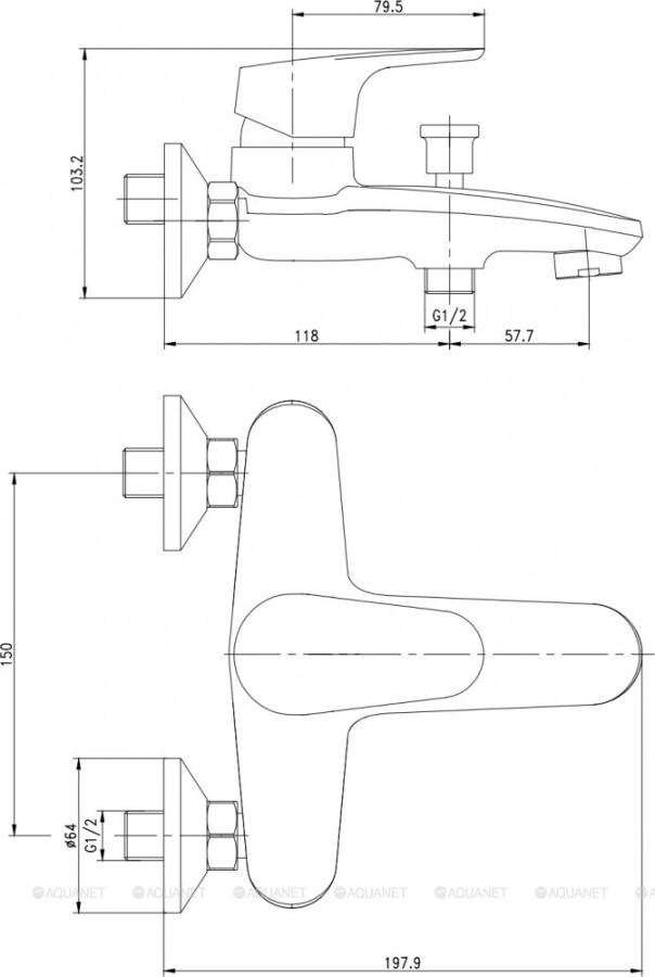 Aquanet Magic AF410-20C смеситель для ванны хром