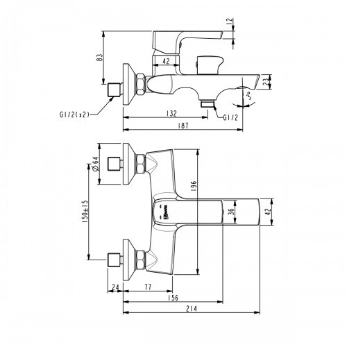 Lemark Ursus LM7214BL смеситель для ванны черный