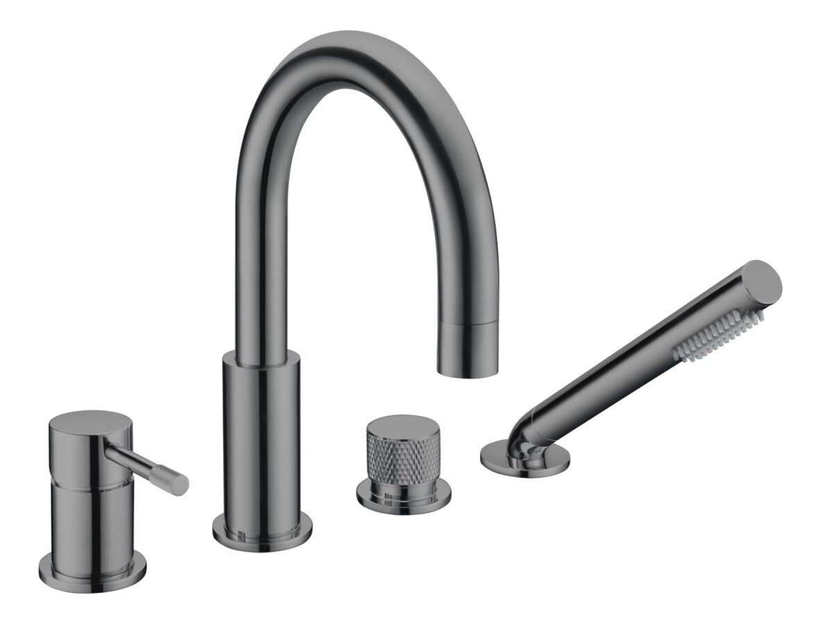 Смеситель врезной на борт ванны Boheme Uno Shine Gun Metall 460-SGM