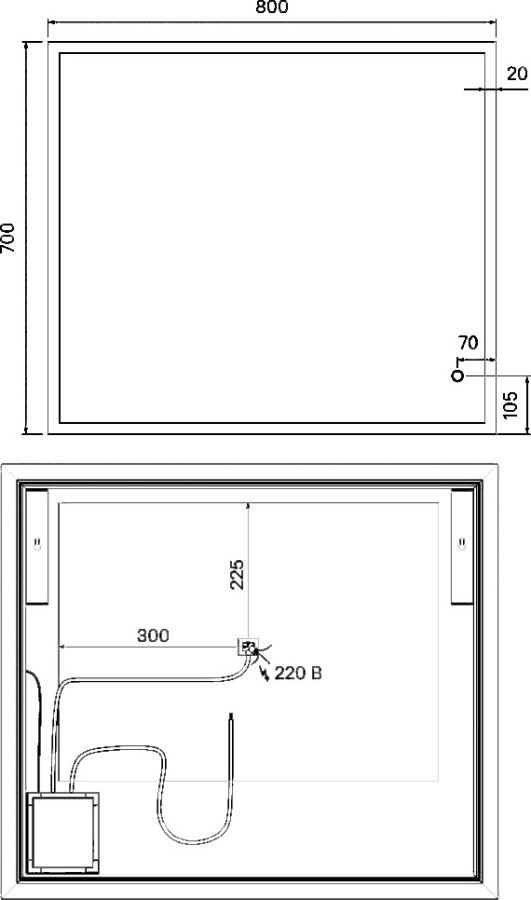 Зеркальное полотно Iddis Brick 80*70 BRI8000i98