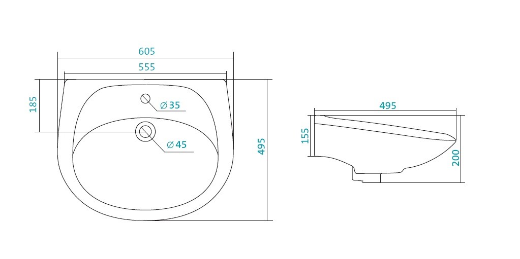 Santek Бриз 1WH110460 раковина подвесная 55 см