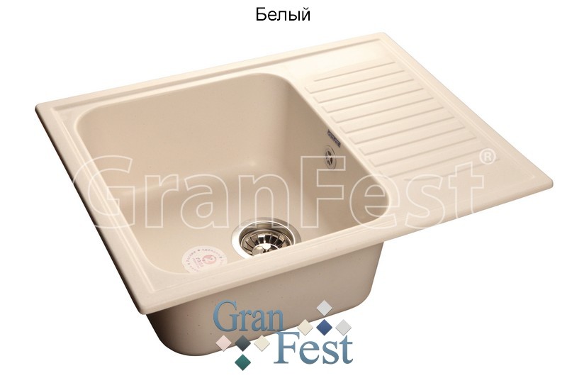 GranFest Standart GF-S645L кухонная мойка белый 64.1х49.6 см