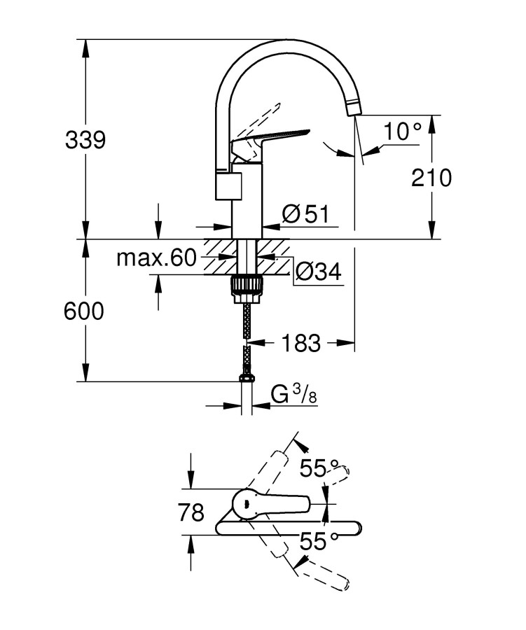 Grohe Start 30469000 смеситель для кухни хром