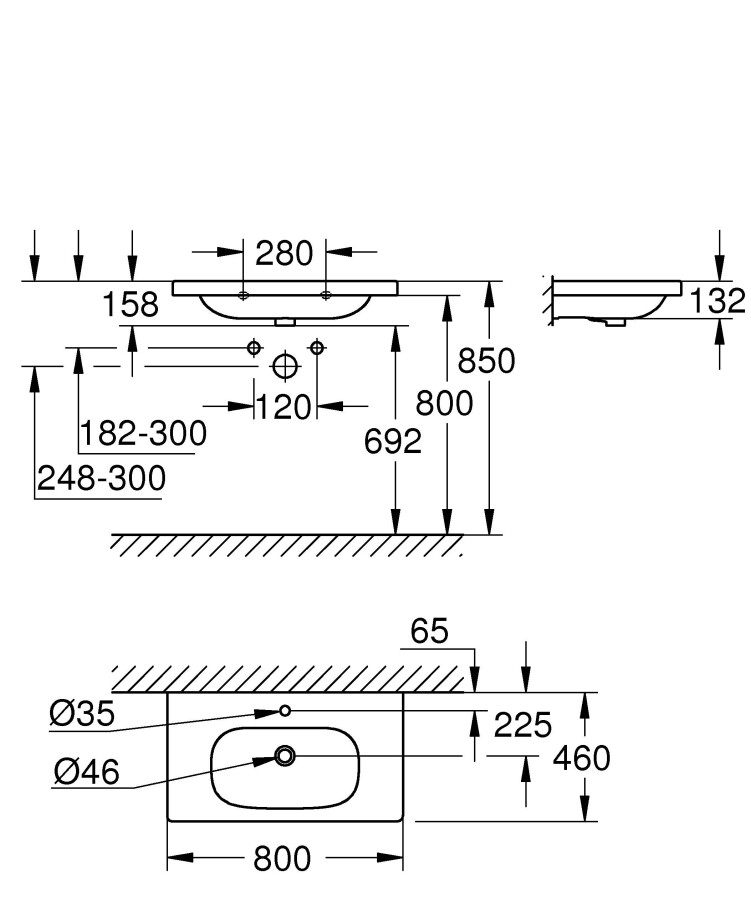 Grohe Euro Ceramic 3958400H раковина накладная 80 см альпин-белый