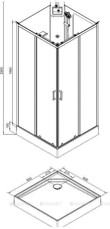 Aquanet Passion S душевая кабина 90*90*226