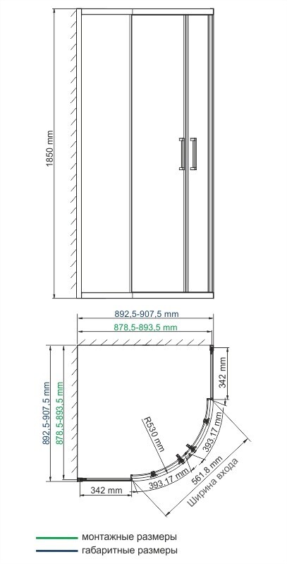 WasserKRAFT Lippe 45S01 душевое ограждение 90*90*185