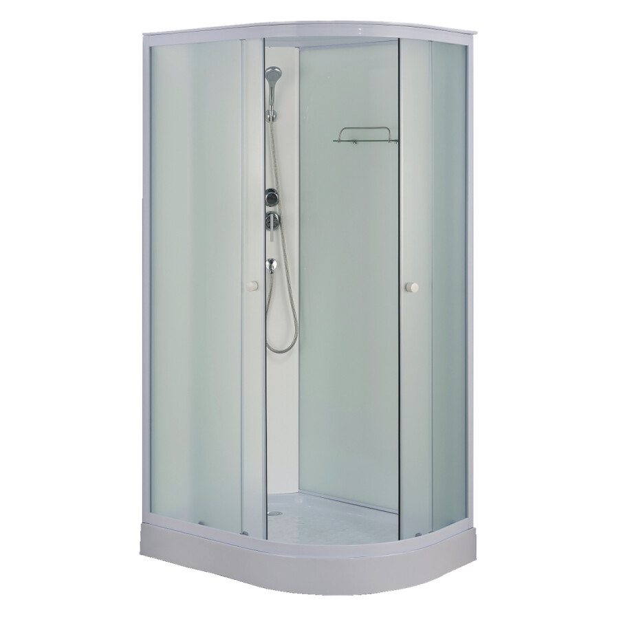 Душевая кабина Loranto 1180х780х2080 левосторонняя, белое заднее стекло, поддон 14 см, матовое стекло 4 мм, профиль белый CS-876ECTM/W-120