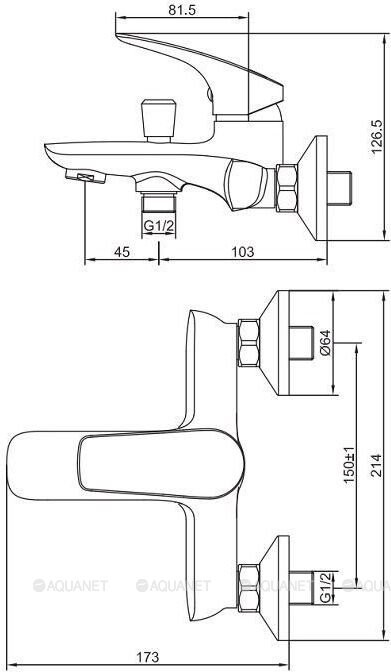 Aquanet Atletic AF310-20С смеситель для ванны хром