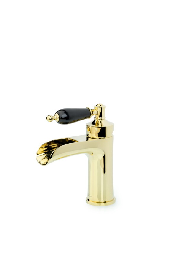 Смеситель для раковины Boheme Vogue Золото с черной керамикой 211-BLC