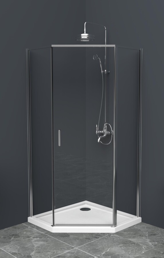 Душевой уголок BelBagno UNO-195-P-1-80-C-Cr пятиугольный