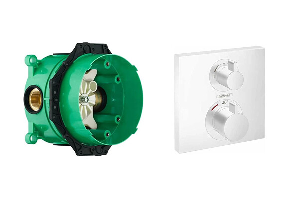 Hansgrohe 15714700S Set HG Ecostat Square термостатический смеситель для душа (15714700+01800180), матовый белый