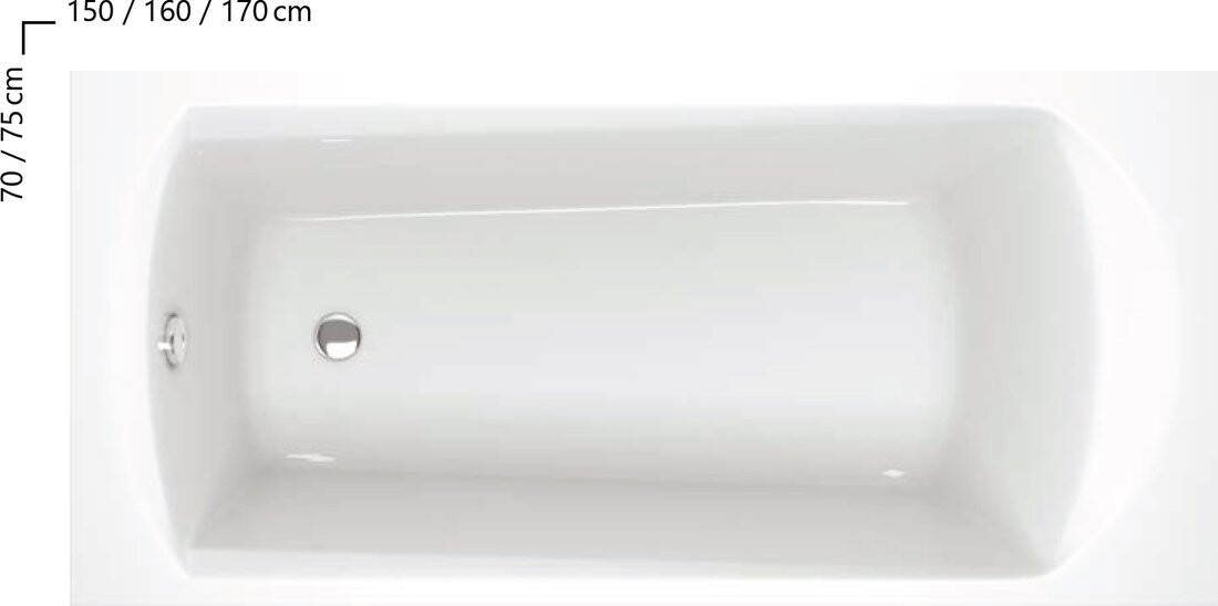 Ravak Domino 170*75 ванна акриловая прямоугольная C631000000