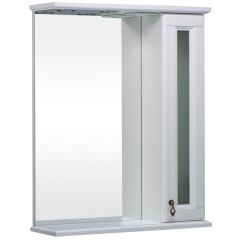 BAS Варна зеркало с полочкой шкафчиком стеклянной вставкой 65 см цвет белый
