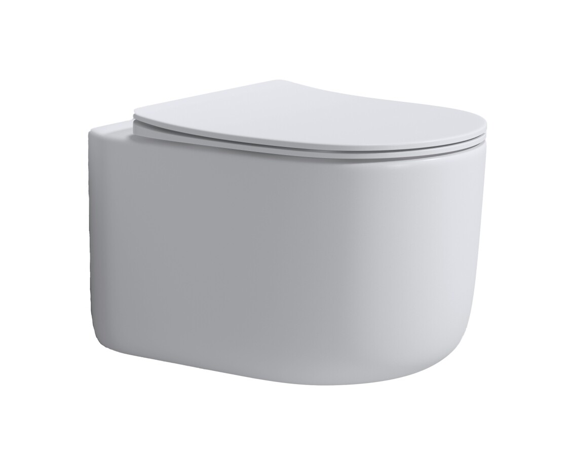 Унитаз подвесной Boheme Flow Белый матовый c крышкой, Торнадо 969-SET-MW