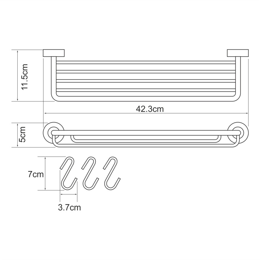 WasserKRAFT Donau K-9415 полка-корзина с крючками хром