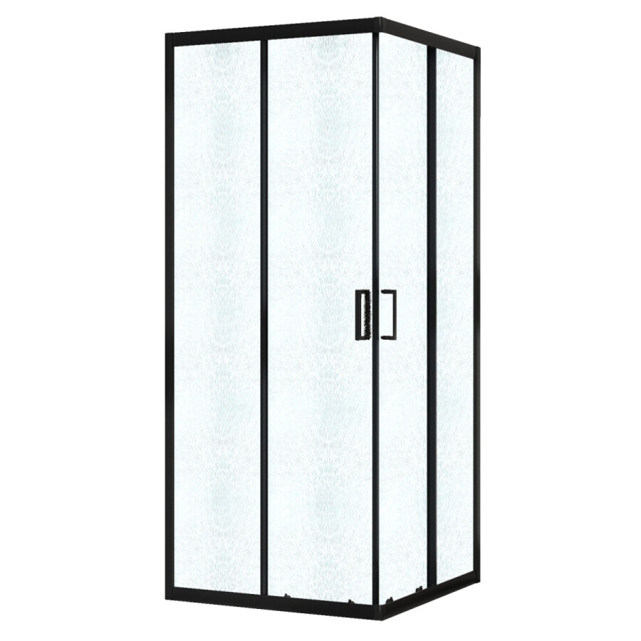 Душевое ограждение Azario Paris 1000х1000х1950 стекло "Шиншилла" 5 мм, профиль черный матовый AZ-R06-100-MB-CHC