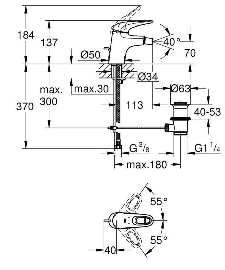 Grohe Eurostyle new 33565LS3 смеситель для биде