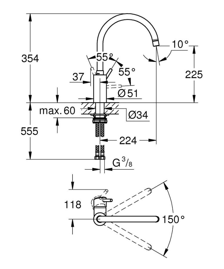 Grohe Concetto New 32661003 смеситель для кухни хром