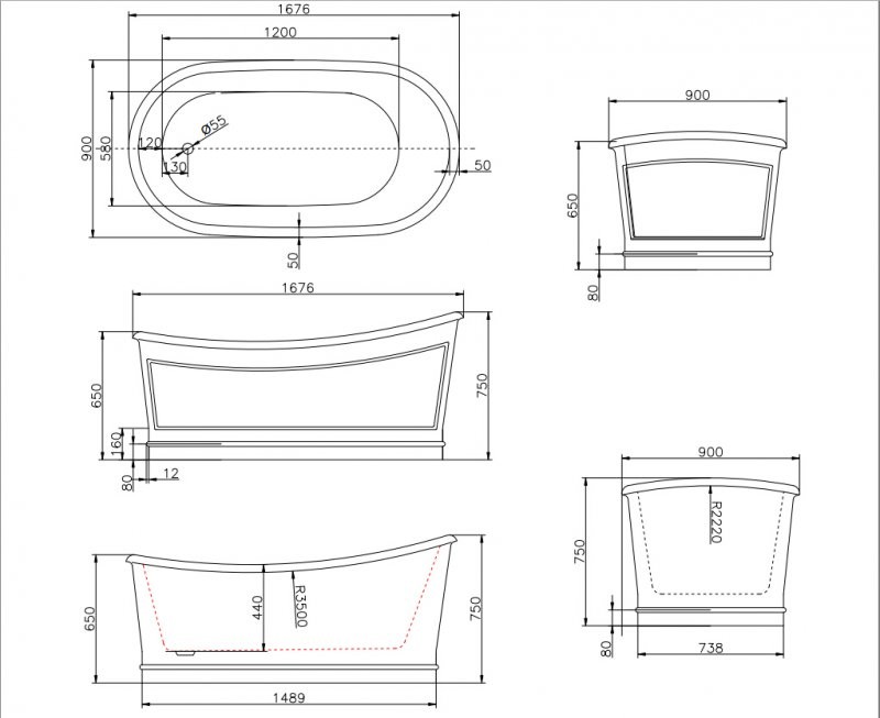 BelBagno BB32-MATT 167*90 ванна акриловая овальная