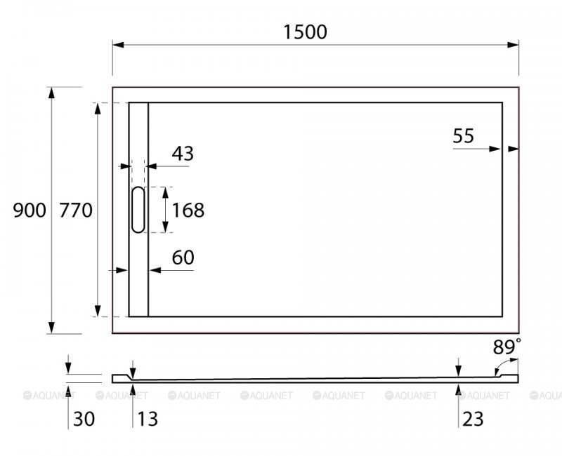 Cezares TRAY-AS-AH-150/90-30-W душевой поддон литьевой мрамор 150*90*3