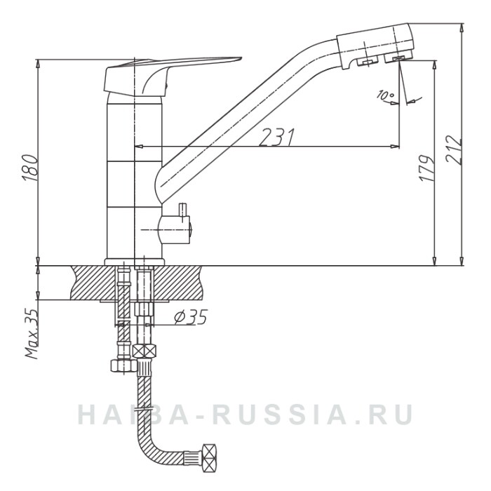 Haiba HB4304 смеситель для кухни хром