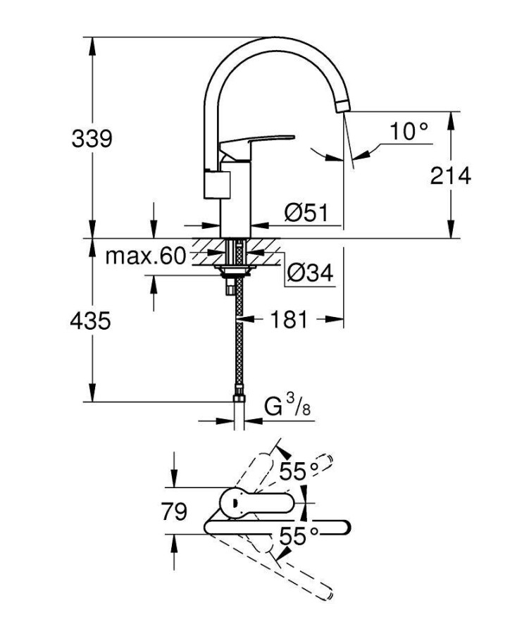 Grohe Eurostyle Cosmopolitan 30221002 смеситель для кухни хром