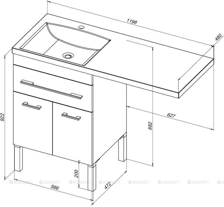 Aquanet Верона 120 L тумба с раковиной напольная белый 00239947