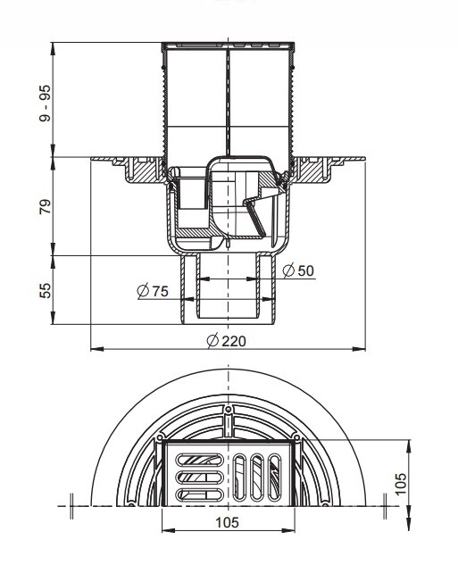 Alca Plast APV2321 Душевой трап 105*105 мм