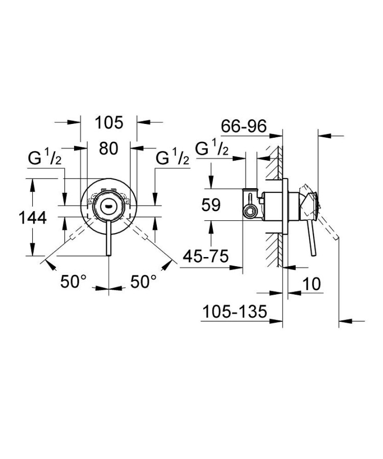 Grohe BauClassic 124902 смеситель с гигиеническим душем хром