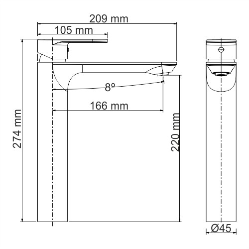 WasserKRAFT Mindel 8503H смеситель для раковины 35 мм