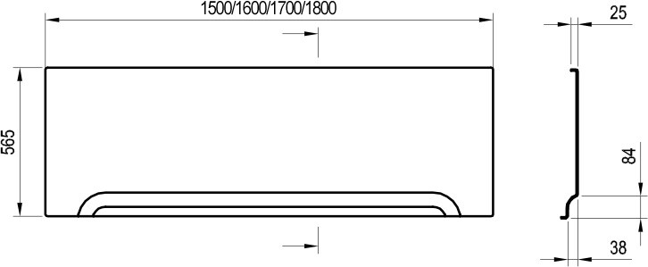 Ravak Передняя панель A U 170 см белая CZ001V0A00