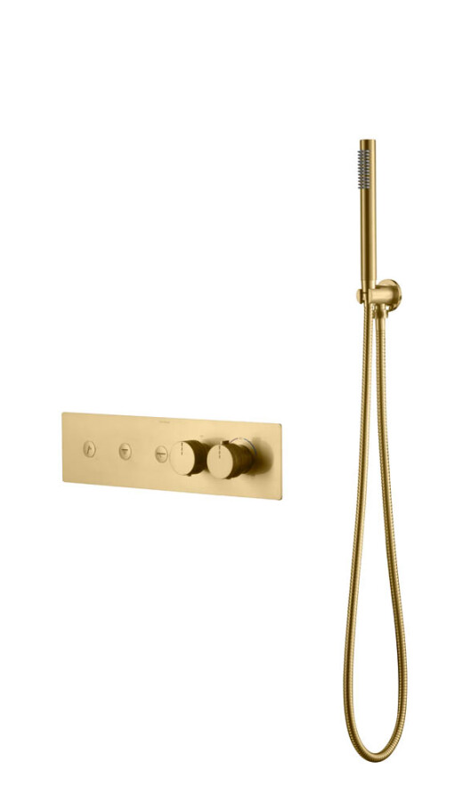 Термостатический смеситель встраиваемый с ручным душем Boheme Fusion Thermo Matt Gold 131-SYS-MG