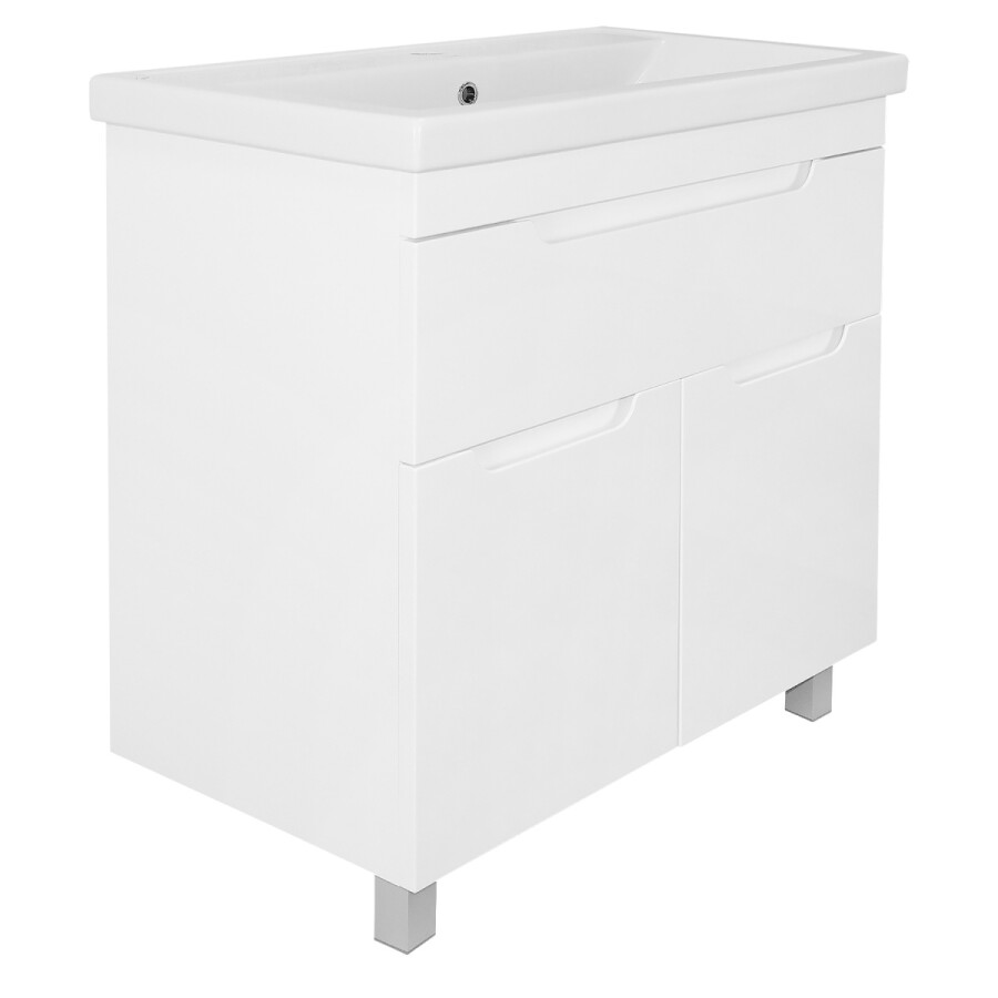Комплект Тумба Azario KANTRI 80/1Н 800х460х870 напольная, с раковиной Фостер 80, белый глянец CS00097256