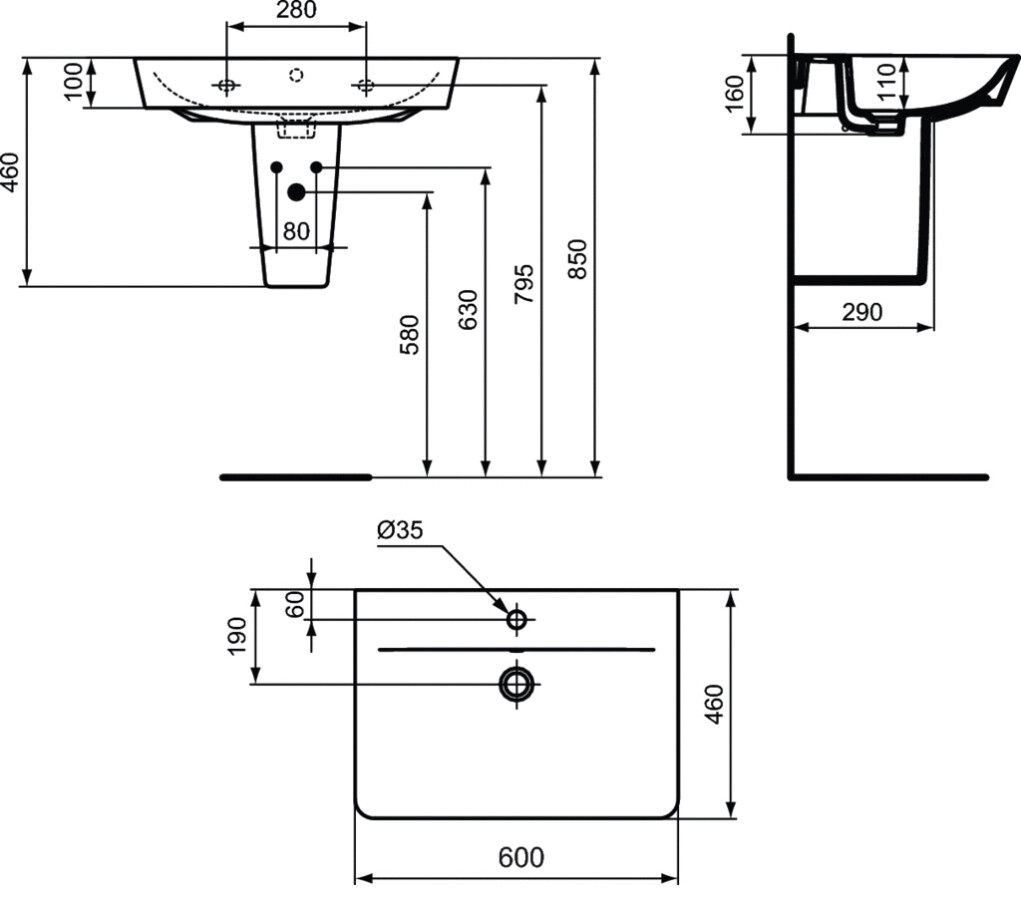 Ideal Standard Connect Air Cube E074201 умывальник подвесной 60 см