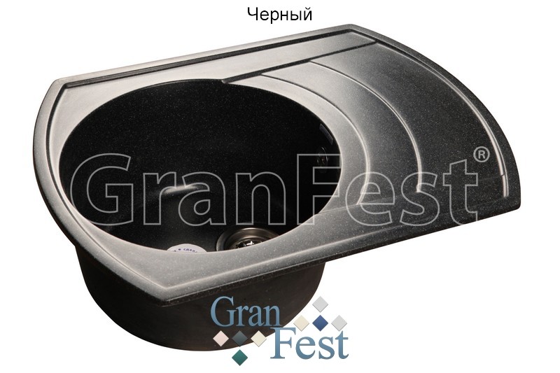 GranFest Rondo GF-R650L кухонная мойка черный 63.9х48.8 см
