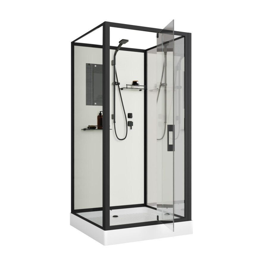 Душевая кабина Niagara Standart ST80/15Q/BL/BK (80х80х200) поддон 15см,распашная,черный,без крыши,3 места