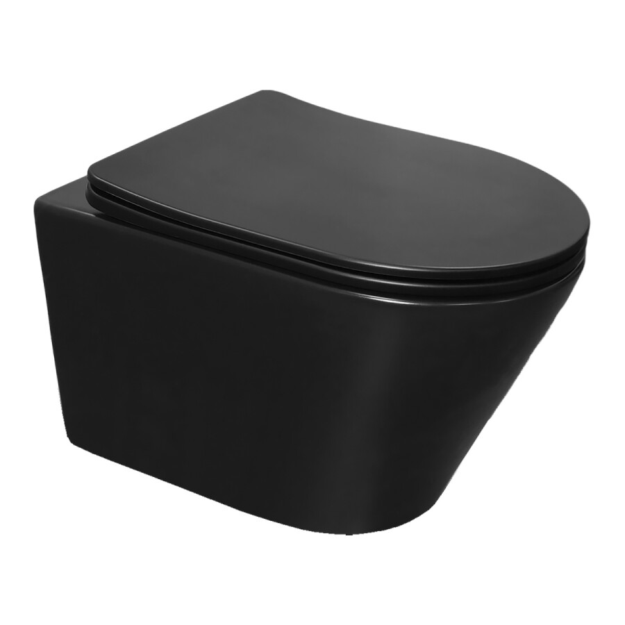 Унитаз подвесной Azario Vela 360х480х360 безободковый, система смыва "Торнадо", с быстросъемным сиденьем "Микролифт", черный матовый AZ-2480MB