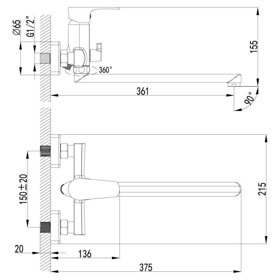 Lemark LM1651C plus Factor смеситель для ванны хром