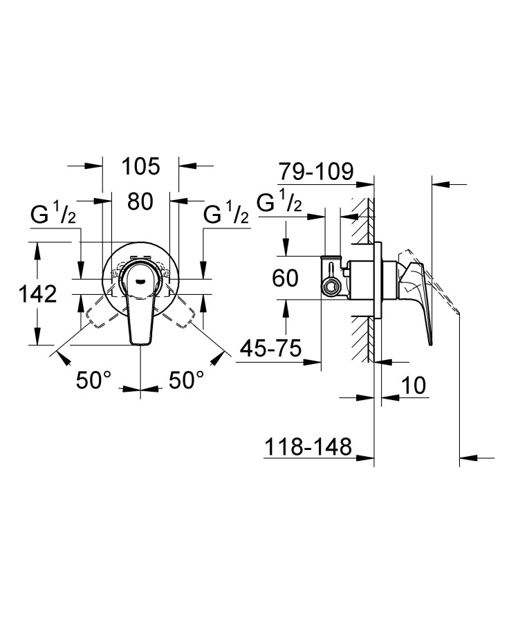 Grohe BauFlow 29046000 смеситель для душа